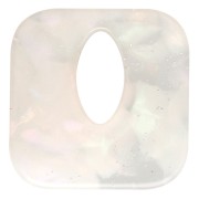 Pendente quadrato incavato in acetato da 21 mm - Trasparente marmorizzato - Glitter bianco perlato|raw }}