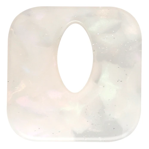 Pendente quadrato incavato in acetato da 21 mm - Trasparente marmorizzato - Glitter bianco perlato