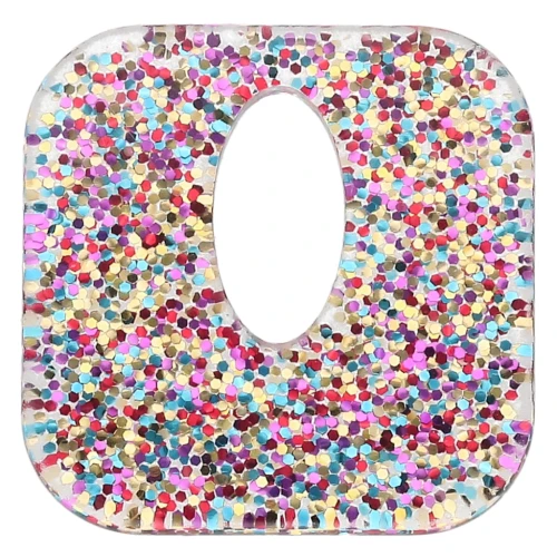 Ciondolo quadrato cavo in acrilico da 21 mm - Glitter multicolore x1