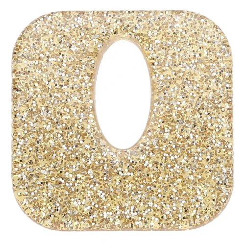 Ciondolo quadrato cavo in acrilico da 21 mm - Glitter oro x1