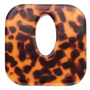 Ciondolo quadrato in acetato, cavo 21 mm - Terrazzo Brown - Nero x1|raw }}