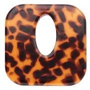 Ciondolo quadrato in acetato, cavo 21 mm - Terrazzo Brown - Nero x1