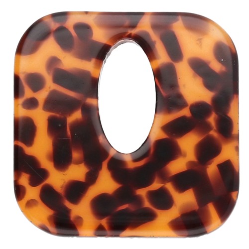 Ciondolo quadrato in acetato, cavo 21 mm - Terrazzo Brown - Nero x1