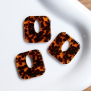 Ciondolo quadrato in acetato, cavo 21 mm - Terrazzo Brown - Nero x1