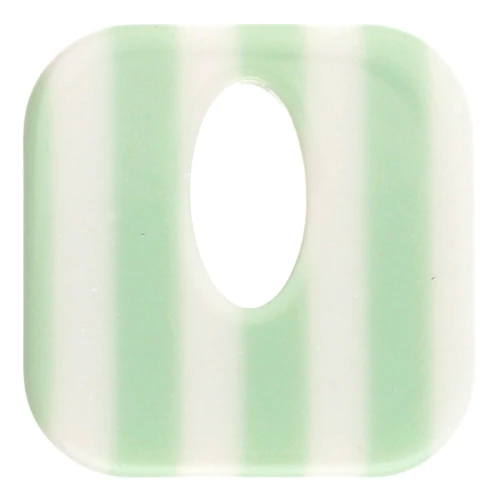 Ciondolo quadrato in acetato, cavo 21 mm - Strisce verde chiaro - Ecrù x1