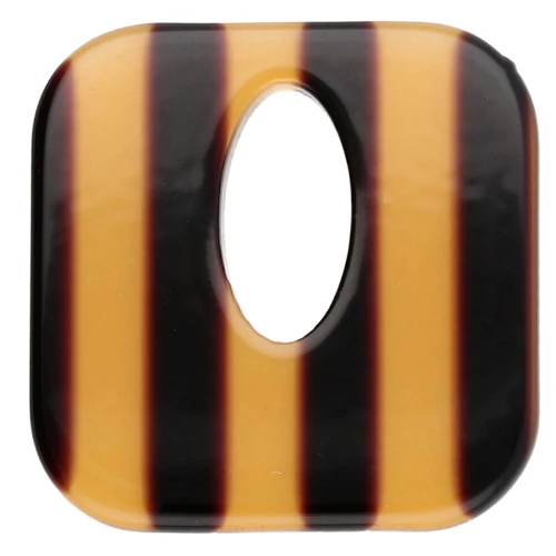 Ciondolo quadrato in acetato da 21 mm - A righe marrone trasparente - marrone scuro