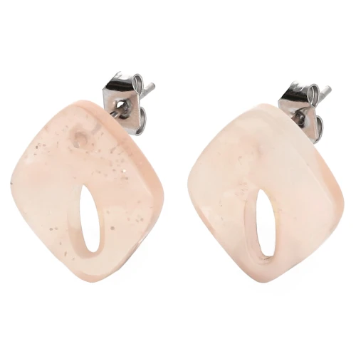 Orecchini con diamante cavo 16x14 mm in acetato Glitter pesca chiaro marmorizzatox2