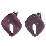 Orecchini a perno con diamante cavo 16x14 mm in acrilico - Viola marmorizzato glitter x2