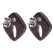 Orecchini a perno con diamante cavo 16x14 mm in acrilico - Viola marmorizzato glitter x2