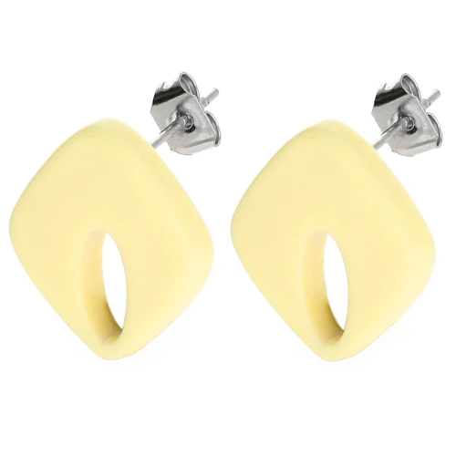Borchie a diamante cave 16x14 mm in acetato opaco - Vaniglia x2