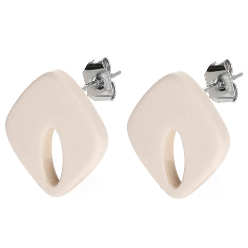 Borchie a diamante cave 16x14 mm in acetato opaco - Avorio x2