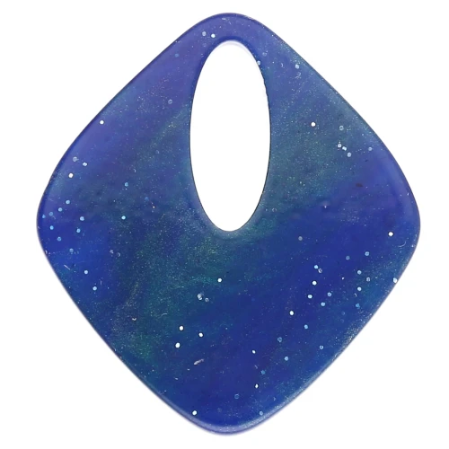 Ciondolo in acrilico con diamante cavo 28x25 mm - Glitter marmorizzato blu notte x1