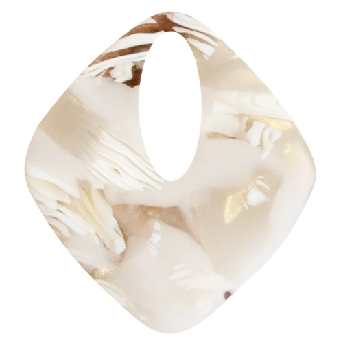 Ciondolo in acetato con diamante cavo 28x25 mm - Avorio marmorizzato - Beige scuro x1