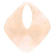 Ciondolo in acetato a forma di diamante cavo 28x25 mm - Glitter pesca chiaro marmorizzato x1