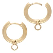 Dormeuses creole rotonde con anello aperto 14 mm - Argento 925 dorato con oro fino x2