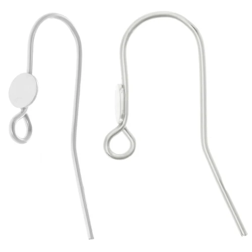 Gancio per orecchio 20 mm e disco per cabochon 5 mm in argento 925 x2