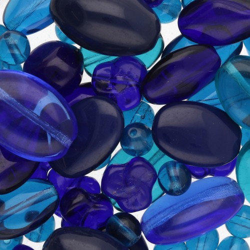 Assortimento di perle di Boemia - Mix blu scuro x50g