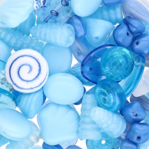 Assortimento di perle di Boemia - Aqua 2 x50g