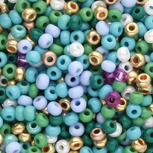Perla Preciosa 8/0 3 mm - Mix turchese - Dorato x20 g
