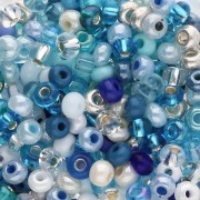 Perla Preciosa 6/0 4 mm - Mix bianco perlato - Blu variegato x 20 g