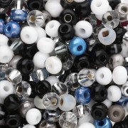 Perla Preciosa 6/0 4 mm - Assortimento bianco - grigio - nero x 20 g