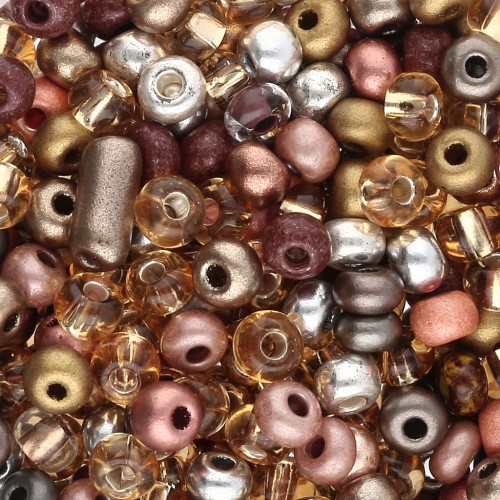 Perla Preciosa 6/0 4 mm - Mix multicolore marrone - Argento x 20 g