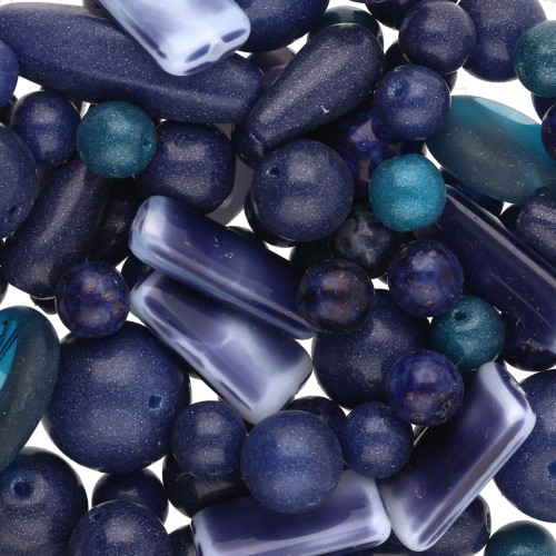 Assortimento di perle di Boemia - Mix Blu notte scuro x50g