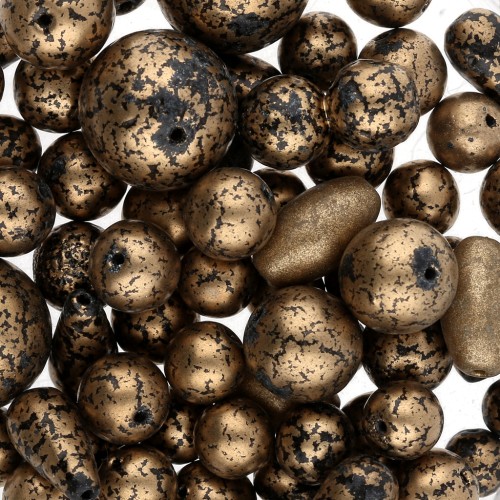 Assortimento di perle di Boemia - Mix oro metallizzato x50g