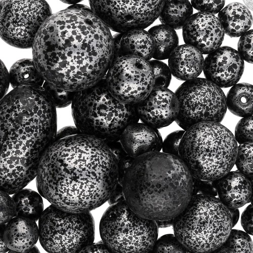 Assortimento di perle di Boemia - Mix argento metallizzato x50g