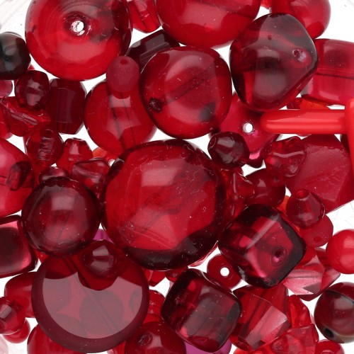 Assortimento di perle di Boemia - Mix Red x50g