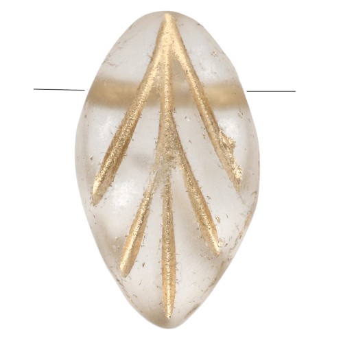 Perle di vetro a foglia 11x7 mm - Crystal Mat - Oro x10