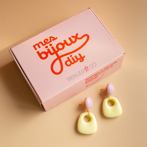 I miei gioielli fai da te - Kit di orecchini pendenti a forma di trapezio - Versione gialla