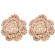 Orecchini a fiore in rafia da 36 mm - Beige x2
