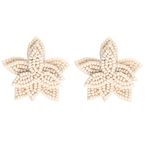 Orecchini a fiore con Perla 42 mm - Beige x2