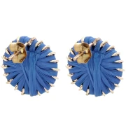 Orecchini tondi in rafia da 14,5 mm - Blu reale - Dorato x2