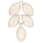 ciondolo - Pendente a forma di foglia 68x40 mm in rafia e ottone - Ecrù - Dorato x1 Pendente a forma di foglia 68x40 mm in rafia e ottone - Ecrù - Dorato x1