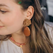 Perla semiperforata in resina 50x33 mm - Verde scuro x1