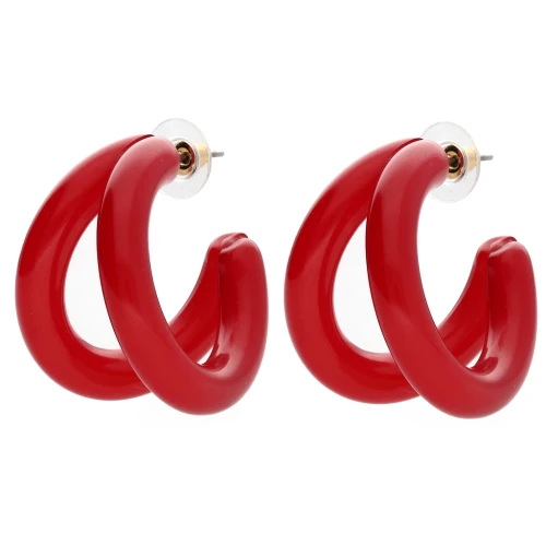 Orecchini a doppio cerchio 35,5 mm in resina - Rosso x2