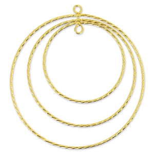 Pendente 3 anelli attorcigliati 54 mm Dorato con oro fino x1