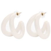 Orecchini a doppio cerchio 35,5 mm in resina - Ecrù x2|raw }}