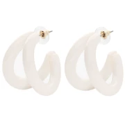 Orecchini a doppio cerchio 35,5 mm in resina - Ecrù x2