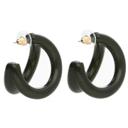 Orecchini a doppio cerchio 35,5 mm in resina - Verde scuro x2