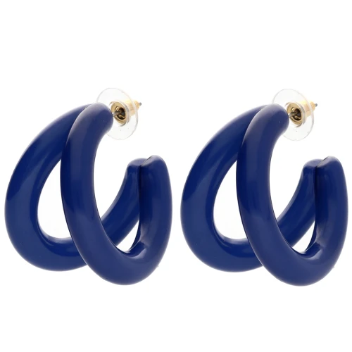 Orecchini a doppio cerchio 35,5 mm in resina - Blu scuro x2