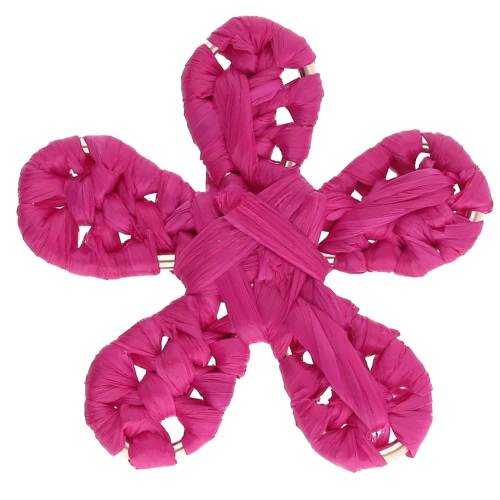 Pendente a forma di fiore in rafia da 31 mm - Fuschia x1