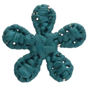 Pendente a forma di fiore in rafia da 31 mm - Blu anatra x1