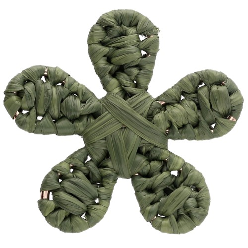 Pendente a fiore in rafia da 31 mm - Khaki x1