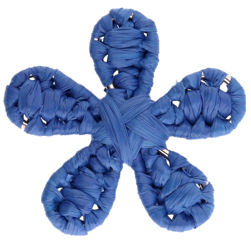 Pendente a forma di fiore in rafia da 31 mm - Blu reale x1