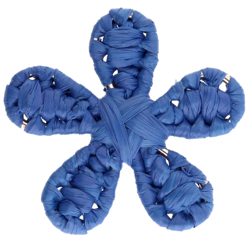 Pendente a forma di fiore in rafia da 31 mm - Blu reale x1