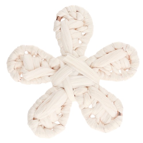 Pendente a forma di fiore in rafia da 31 mm - Ecrù x1