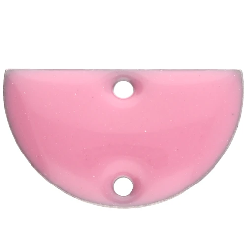 Divisori in metallo - mezzaluna - 2 fori in resina epossidica 10x17 mm - Rosa x6